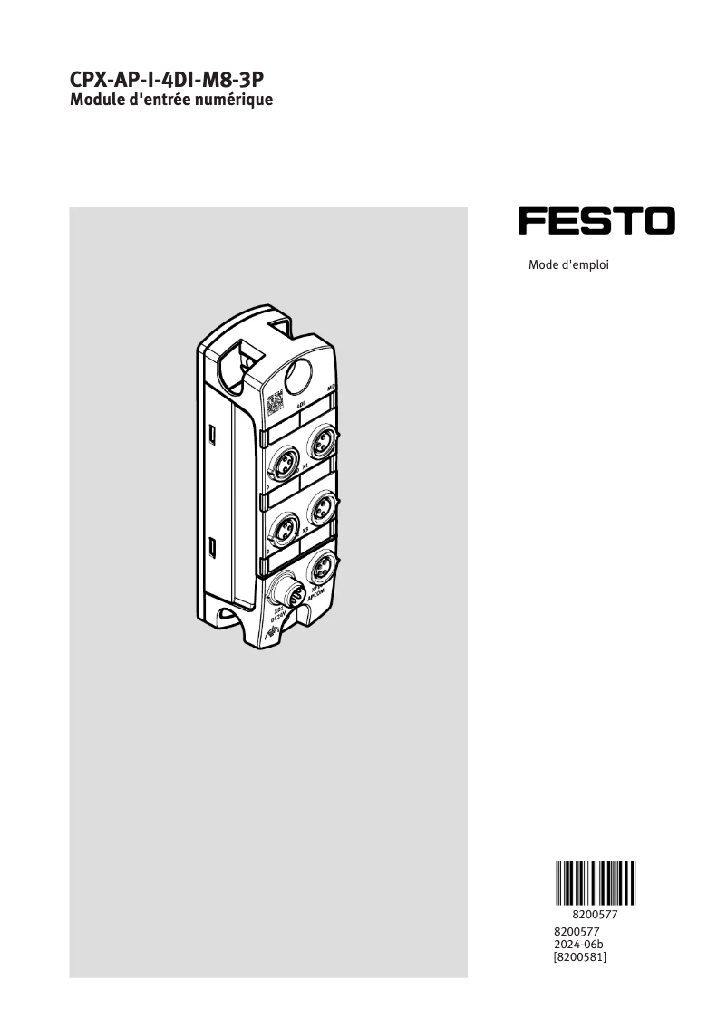 Page 1 de la notice Manuel utilisateur Festo CPX-AP-I-4DI-M8-3P