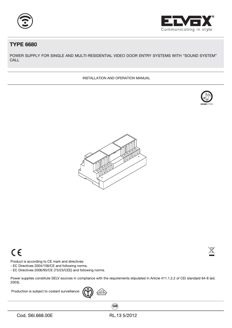 Image de la première page du manuel de l'appareil ELVOX 6680/V04