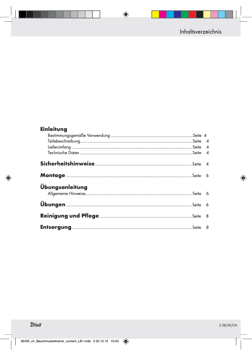 Página 1 del manual Manual de usuario Crivit Z30601