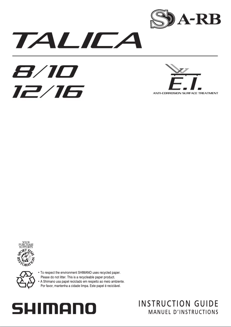 Page n°1 - Manuel utilisateur Shimano Talica 10
