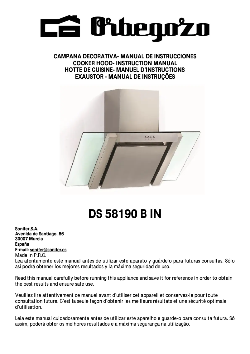 Page n°1 - Manuel utilisateur Orbegozo DS 58190