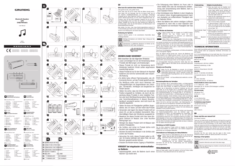Page 1 de la notice Manuel utilisateur Grundig GBT Band