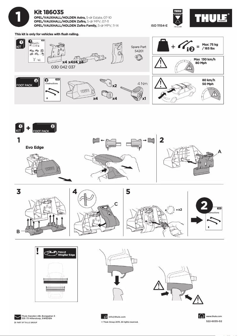 Page n°1 - Manuel utilisateur Thule Kit 186035