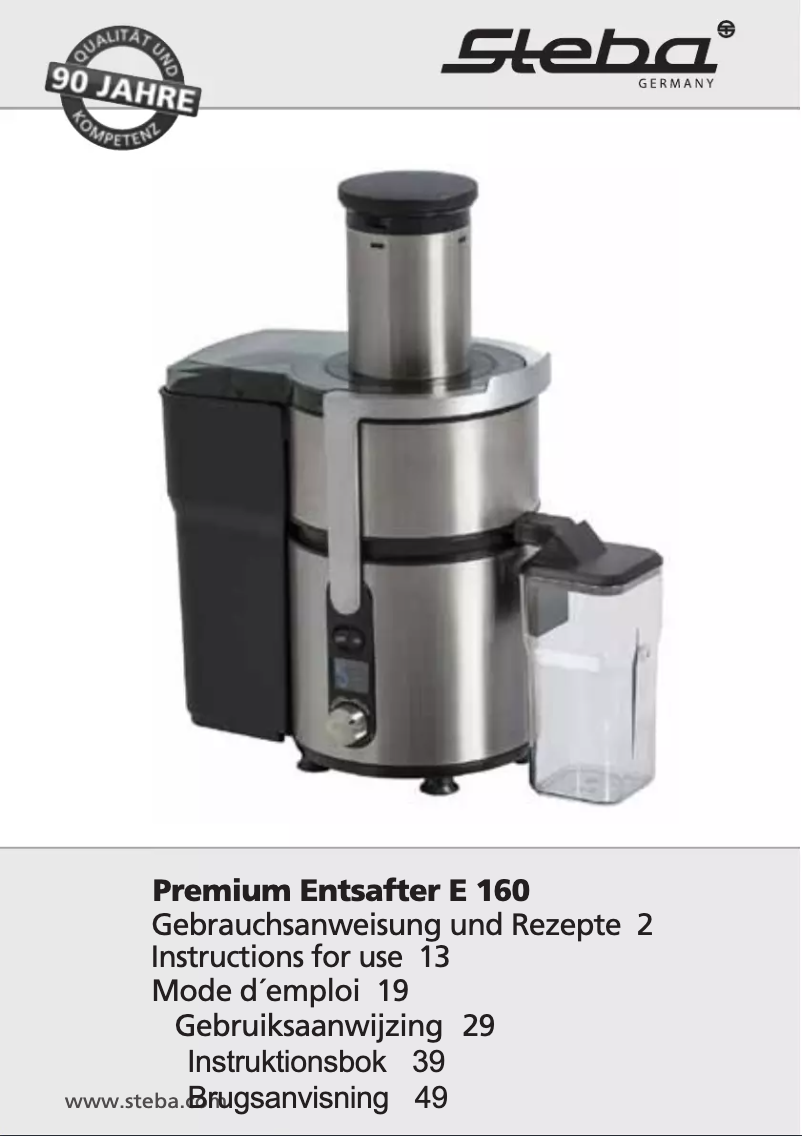 Page 1 de la notice Manuel utilisateur Steba E 160