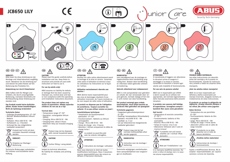 Page 1 de la notice Manuel utilisateur Abus JC8650 LILY