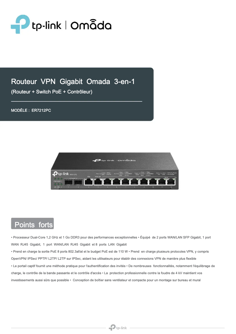 Page n°1 - Manuel utilisateur TP-Link ER7212PC