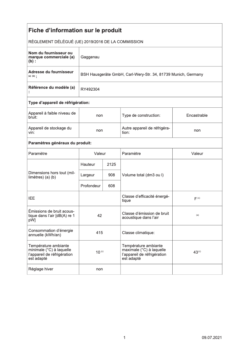 Image de la première page du manuel de l'appareil RY492304