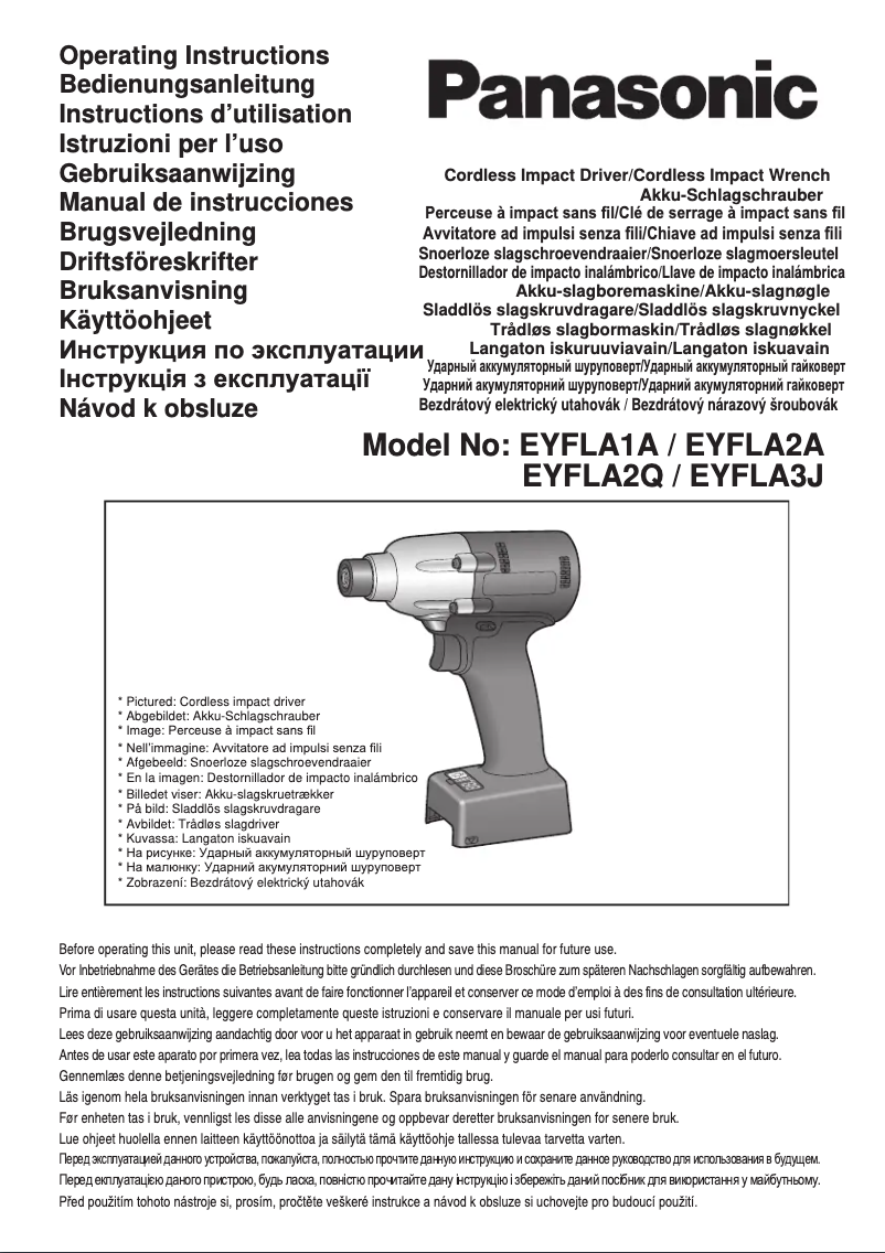 Page 1 de la notice Manuel utilisateur Panasonic EYFLA3