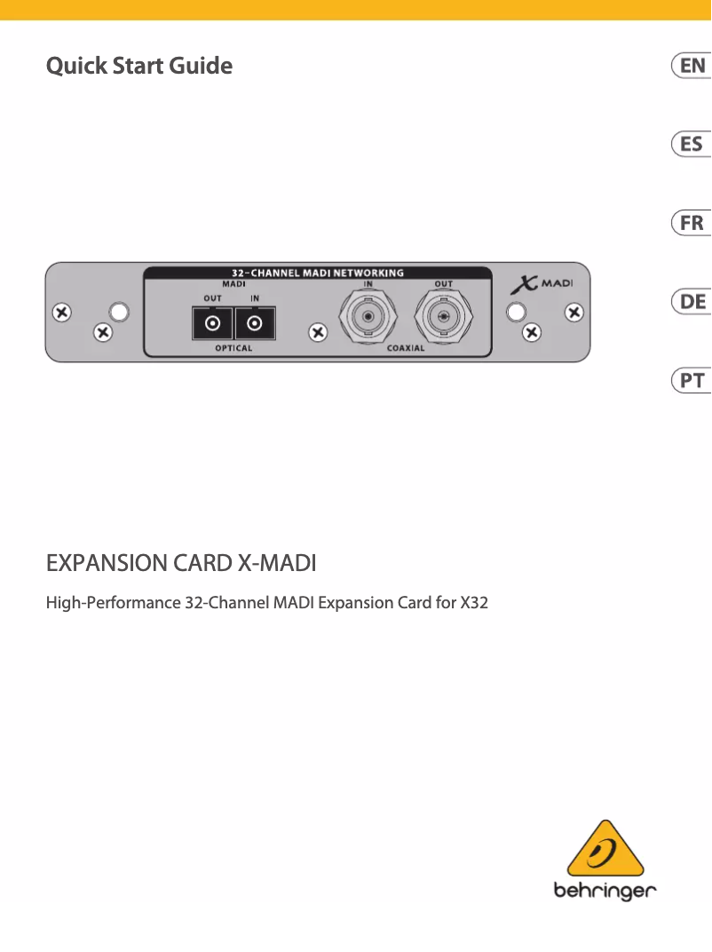 Page 1 de la notice Manuel utilisateur Behringer X-MADI