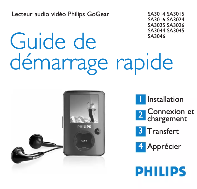 Page n°1 - Guide de démarrage rapide Philips GoGear SA3045