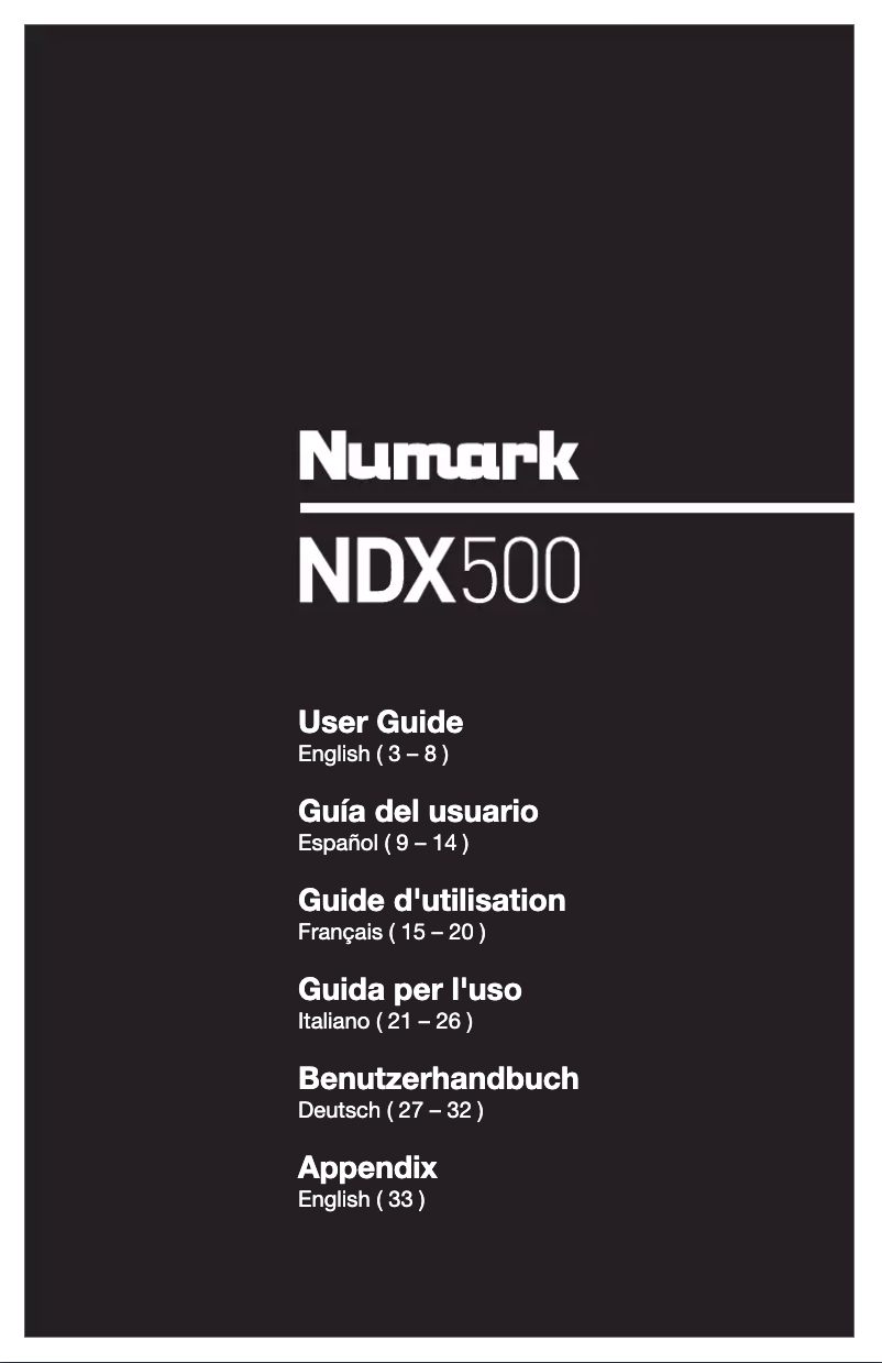 Page 1 de la notice Manuel utilisateur Numark NDX500