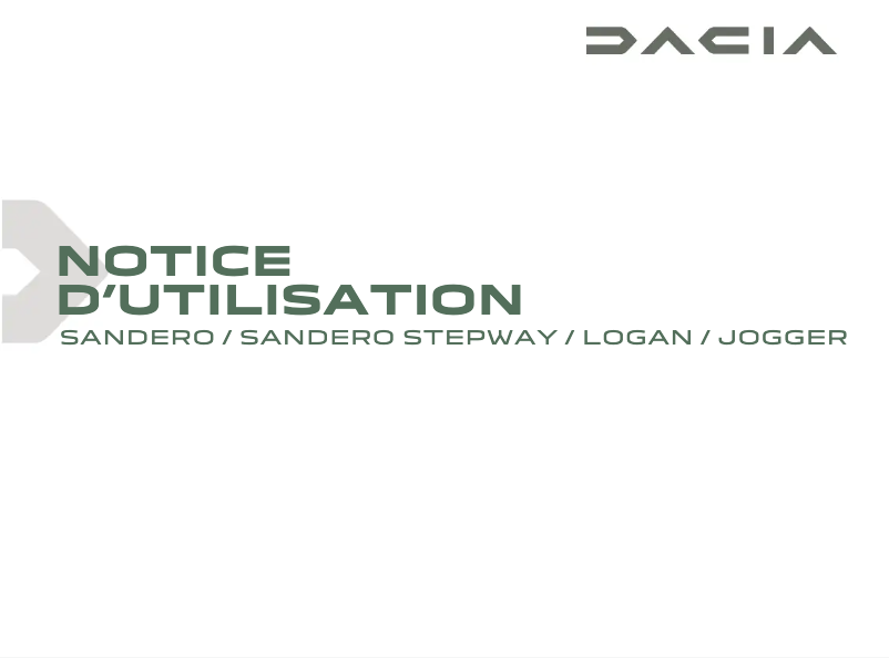 Page 1 de la notice Manuel utilisateur Dacia Jogger