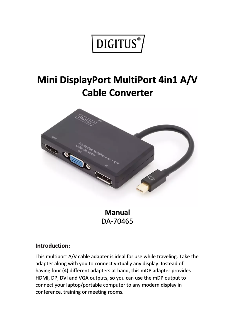 Image de la première page du manuel de l'appareil DA-70465