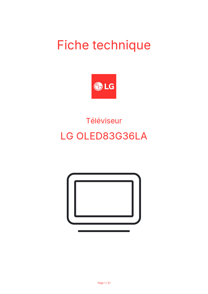 Page n°1 - Fiche technique LG OLED83G36LA