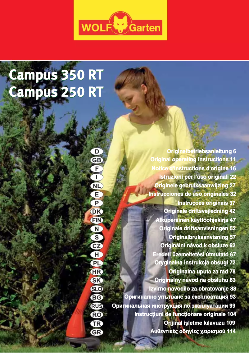 Page n°1 - Manuel utilisateur Wolf Garten Campus 250 RT