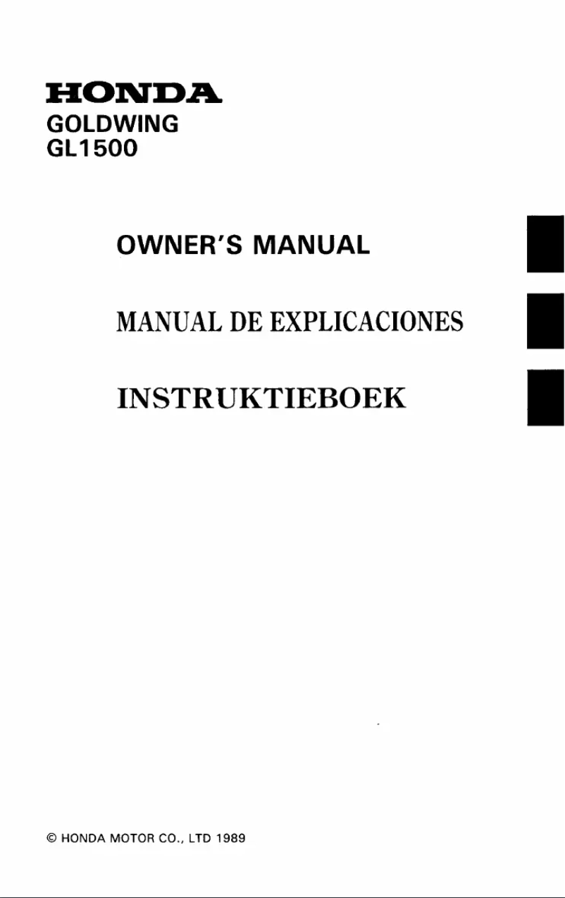 Page 1 de la notice Manuel utilisateur Honda Goldwing GL1500