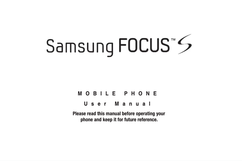 Page 1 de la notice Manuel utilisateur Samsung Focus S