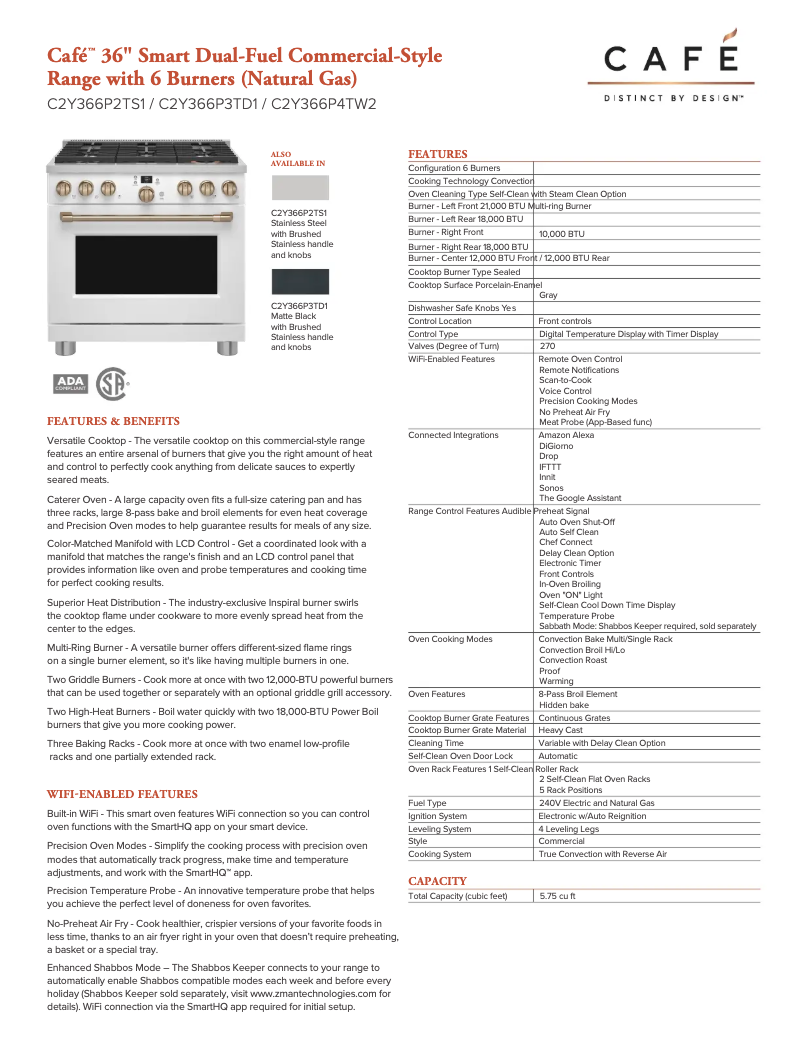 Page n°1 - Fiche technique GE C2Y366P3TD1
