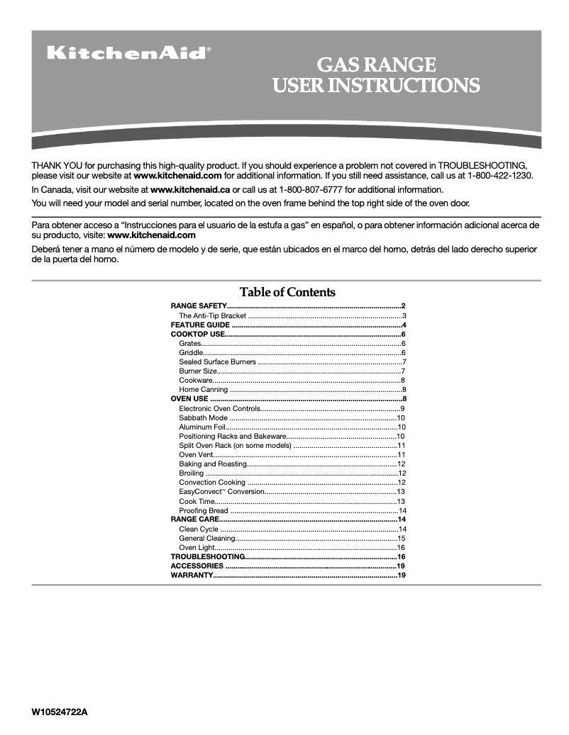 Page n°1 - Manuel utilisateur KitchenAid KGRS202BSS