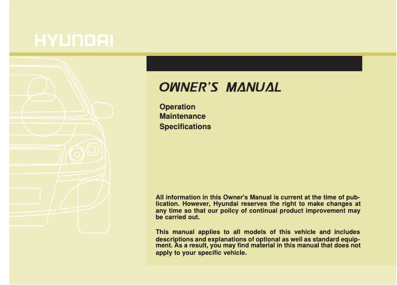 Page 1 de la notice Manuel utilisateur Hyundai Azera (2017)