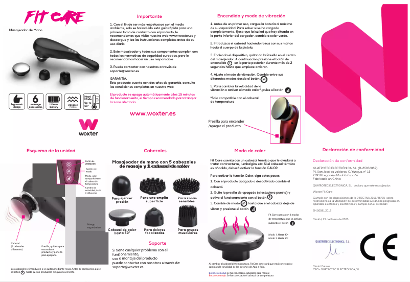 Image de la première page du manuel de l'appareil Fit Care