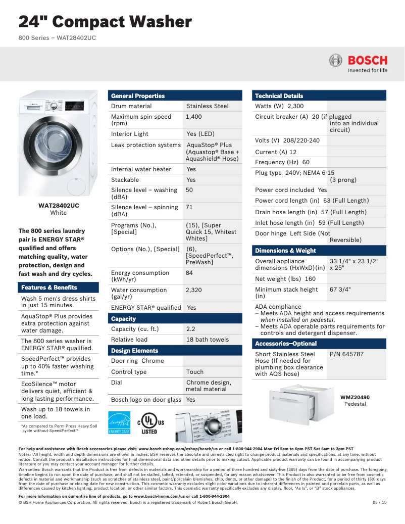 Image de la première page du manuel de l'appareil WAT28402U