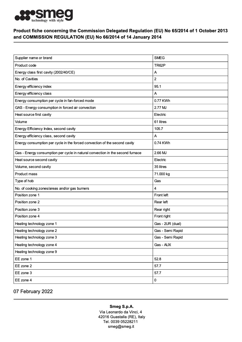 Page n°1 - Brochure Smeg TR62P