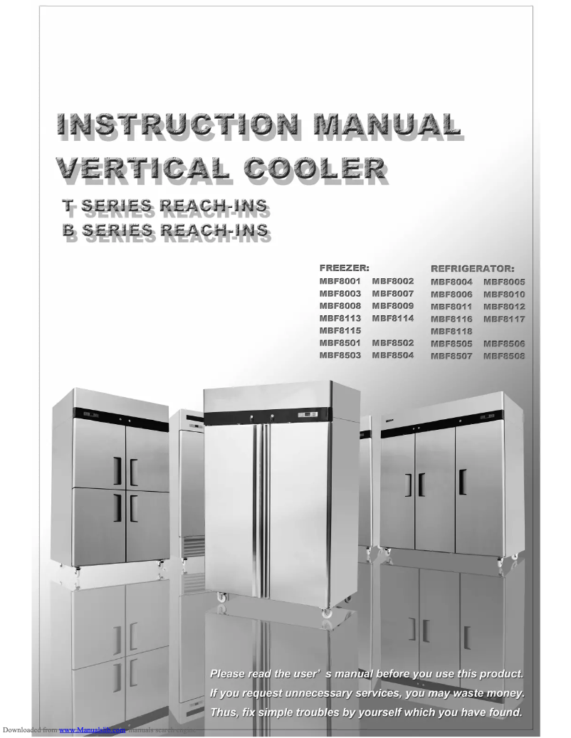 Image de la première page du manuel de l'appareil Commercial MBF8002