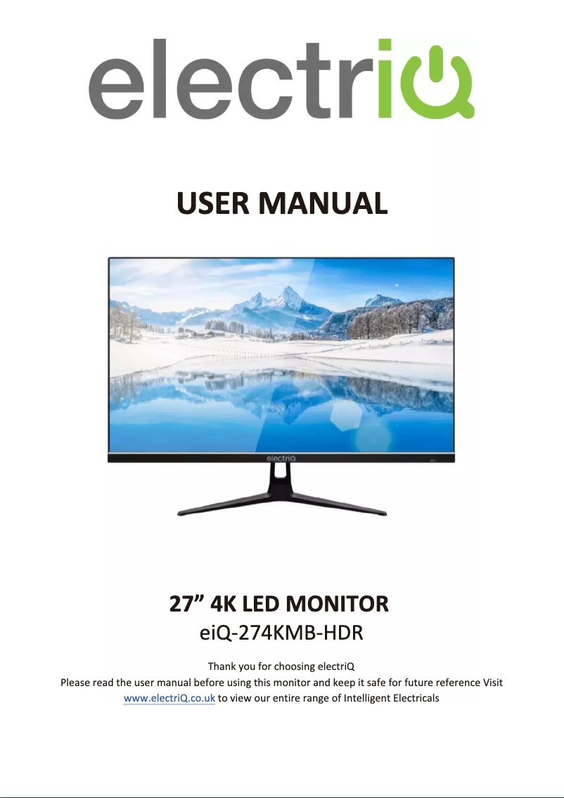 Page n°1 - Manuel utilisateur ElectriQ eiQ-274KMB