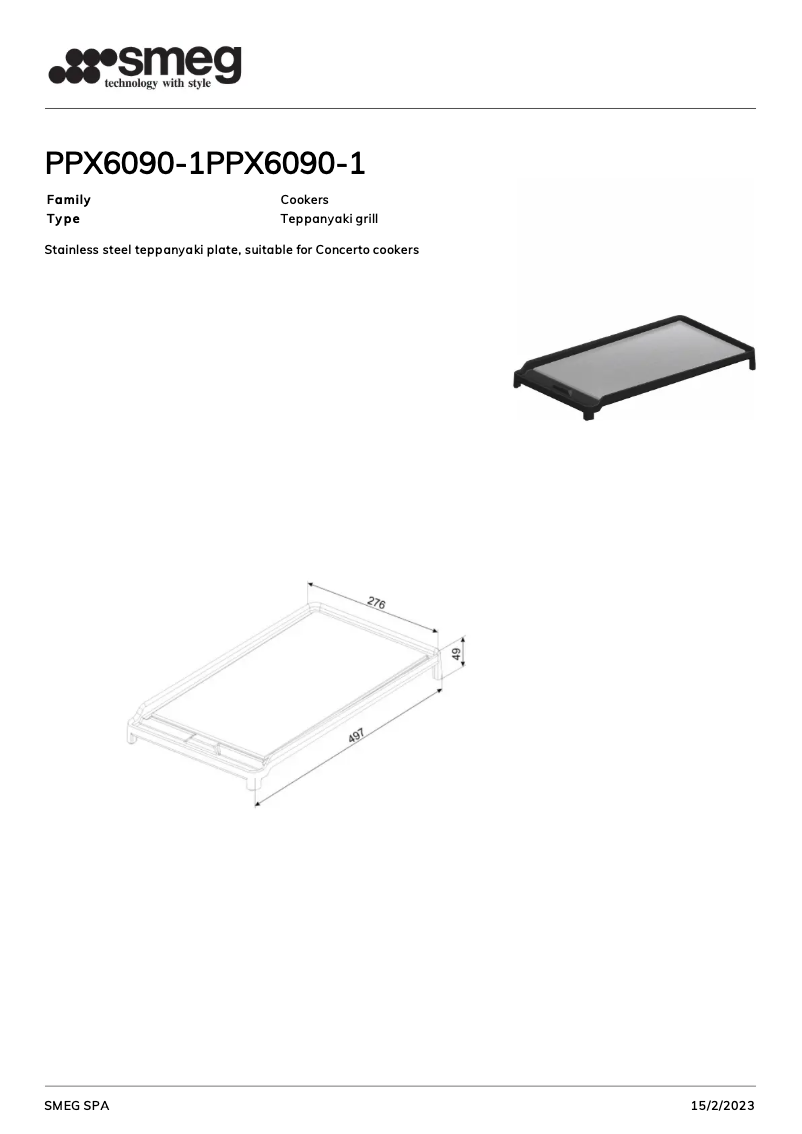 Page 1 de la notice Brochure Smeg PPX6090-1