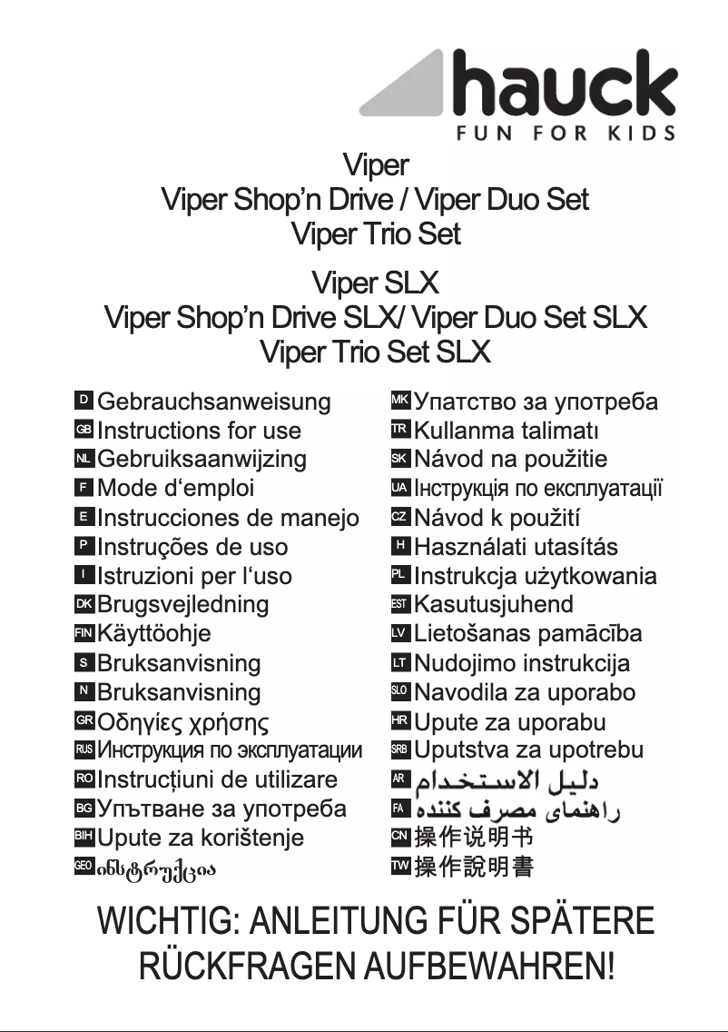 Image de la première page du manuel de l'appareil Viper SLX Trio Set