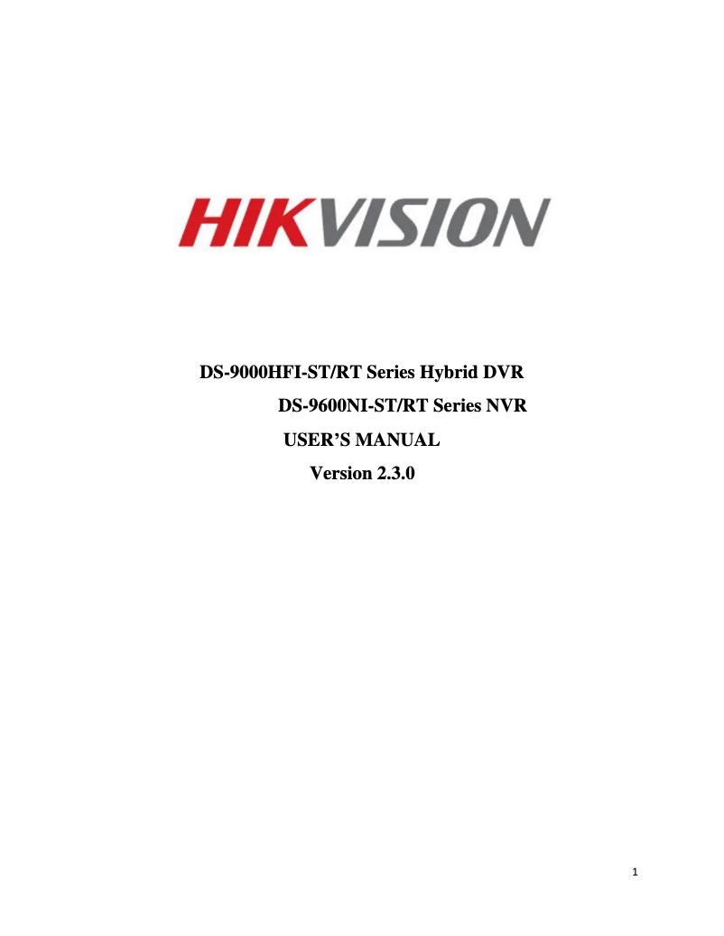 Page 1 de la notice Manuel utilisateur Hikvision DS-9632NI-RT