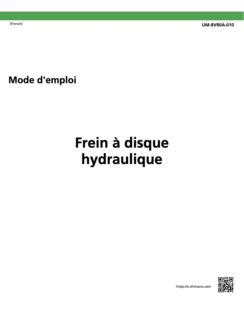 Page 1 de la notice Manuel utilisateur Shimano BR-M9020