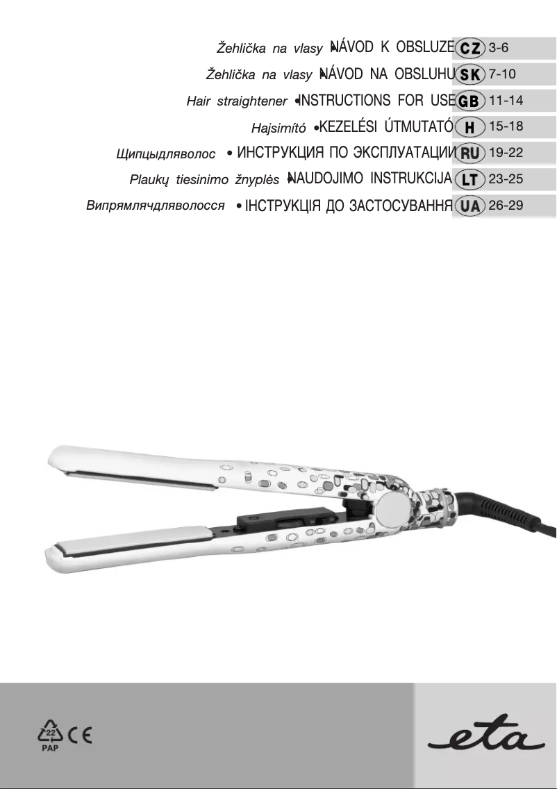 Page 1 de la notice Manuel utilisateur Eta Colorino