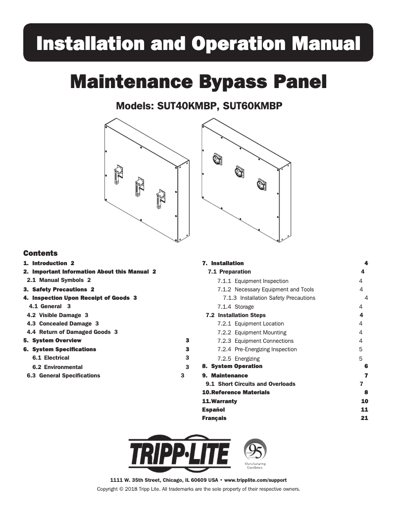 Page 1 de la notice Manuel utilisateur Tripp Lite SUT40KMBP