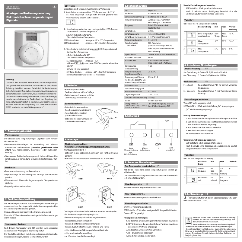 Image de la première page du manuel de l'appareil Digistat+