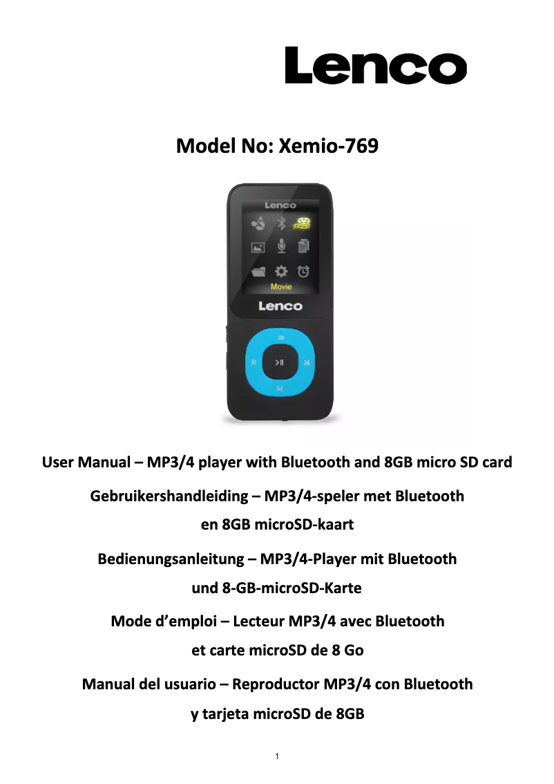 Page n°1 - Manuel utilisateur Lenco Xemio-769