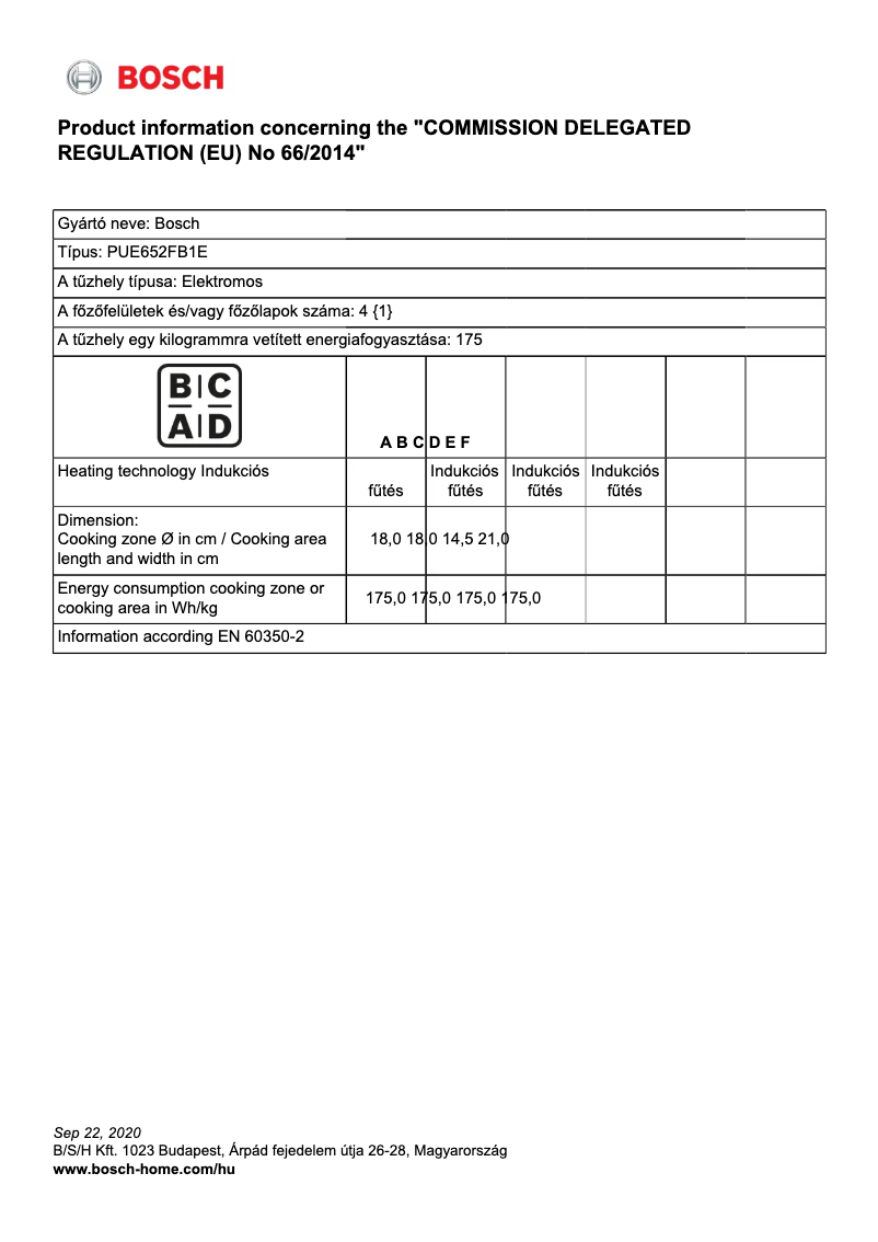 Page 1 de la notice Manuel utilisateur Bosch PUE652FB1E