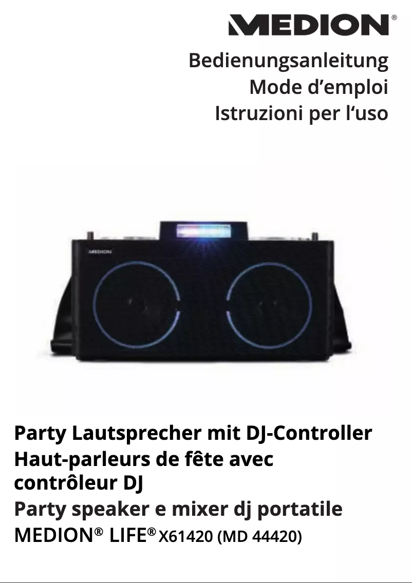 Page 1 de la notice Manuel utilisateur Medion LIFE X61420 (MD 44420)