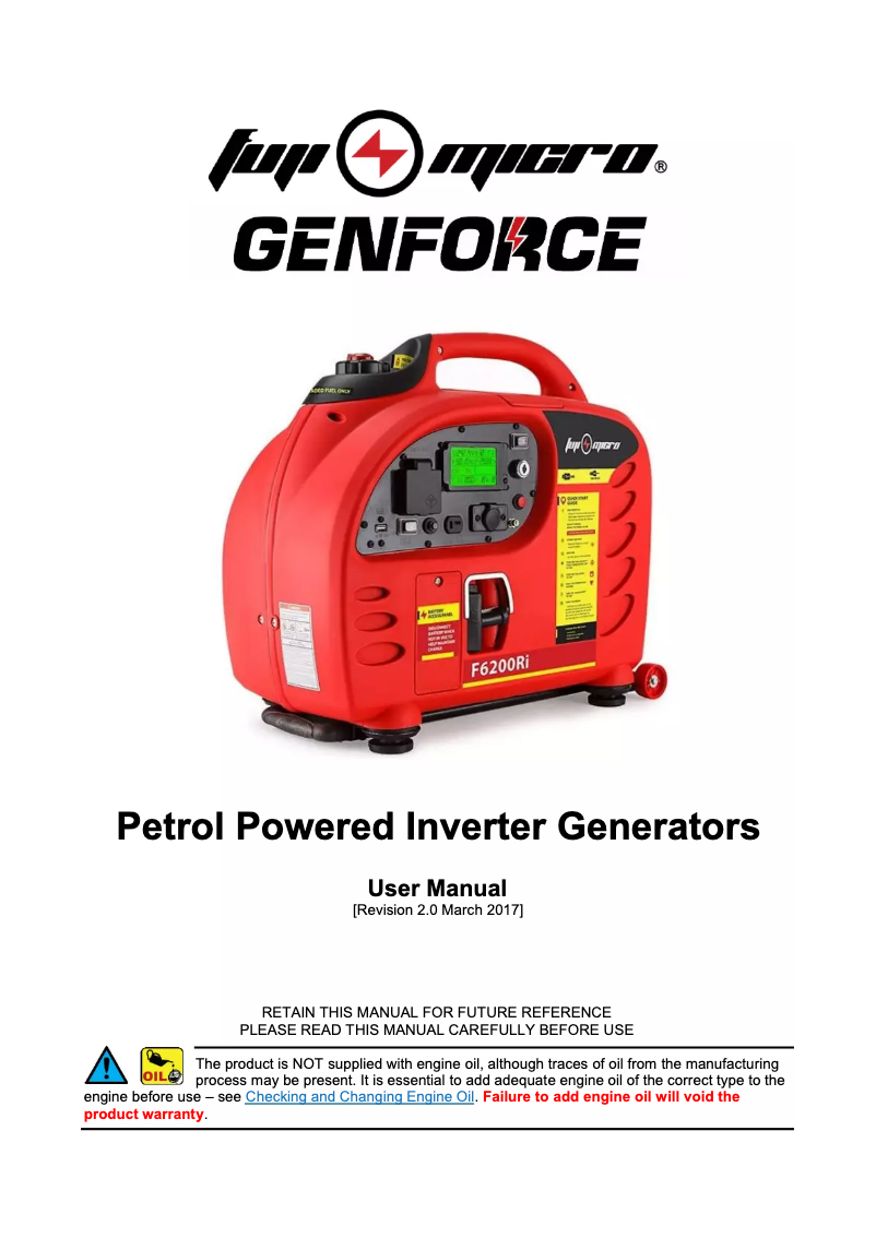 Page n°1 - Manuel utilisateur Fuji Micro Genforce F6200RI