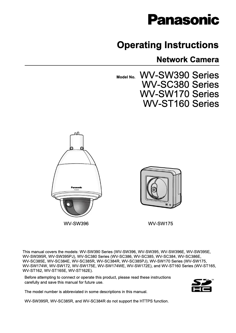 Image de la première page du manuel de l'appareil WV-SW395A