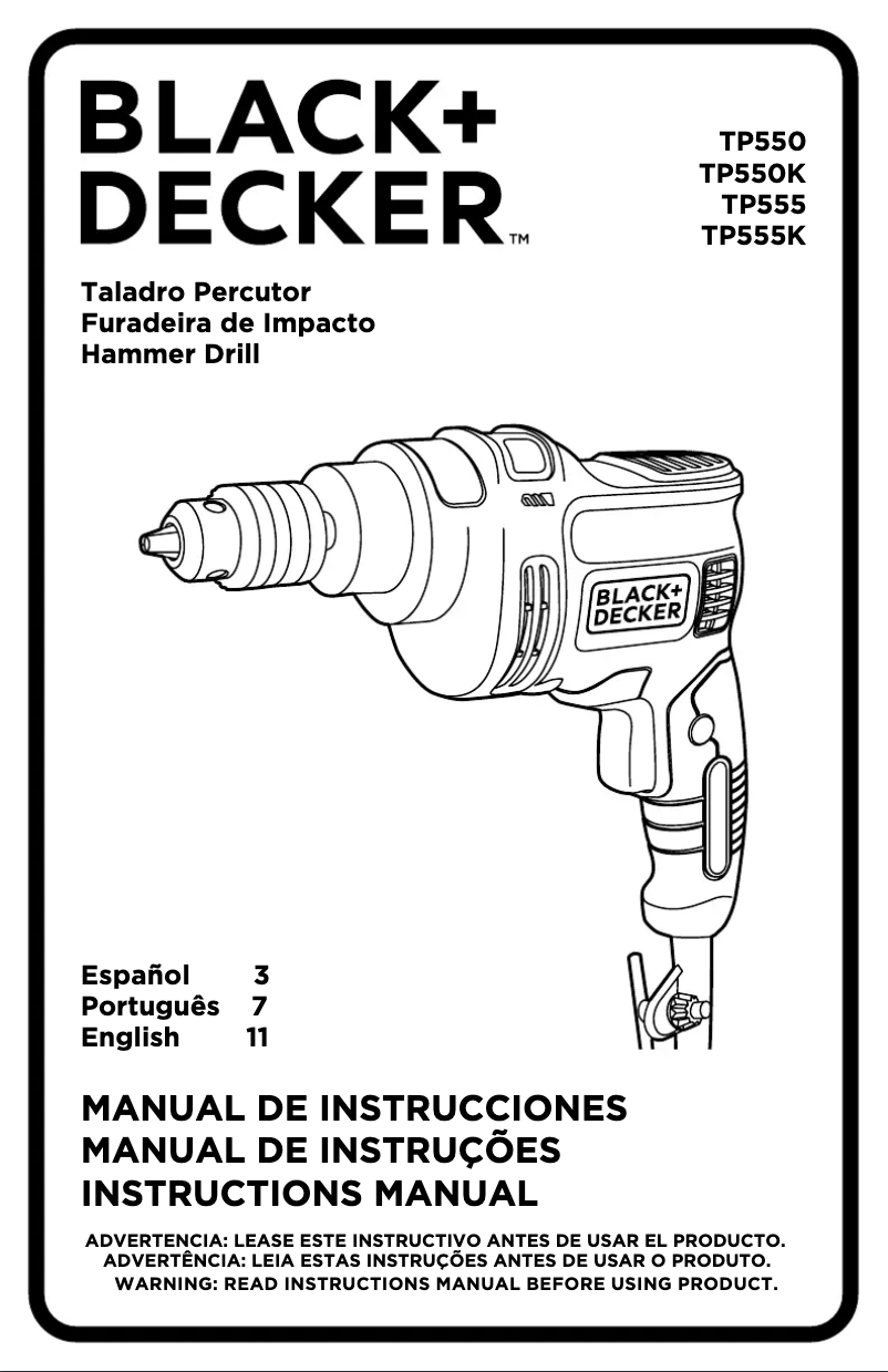 Page 1 de la notice Manuel utilisateur Black & Decker TP555