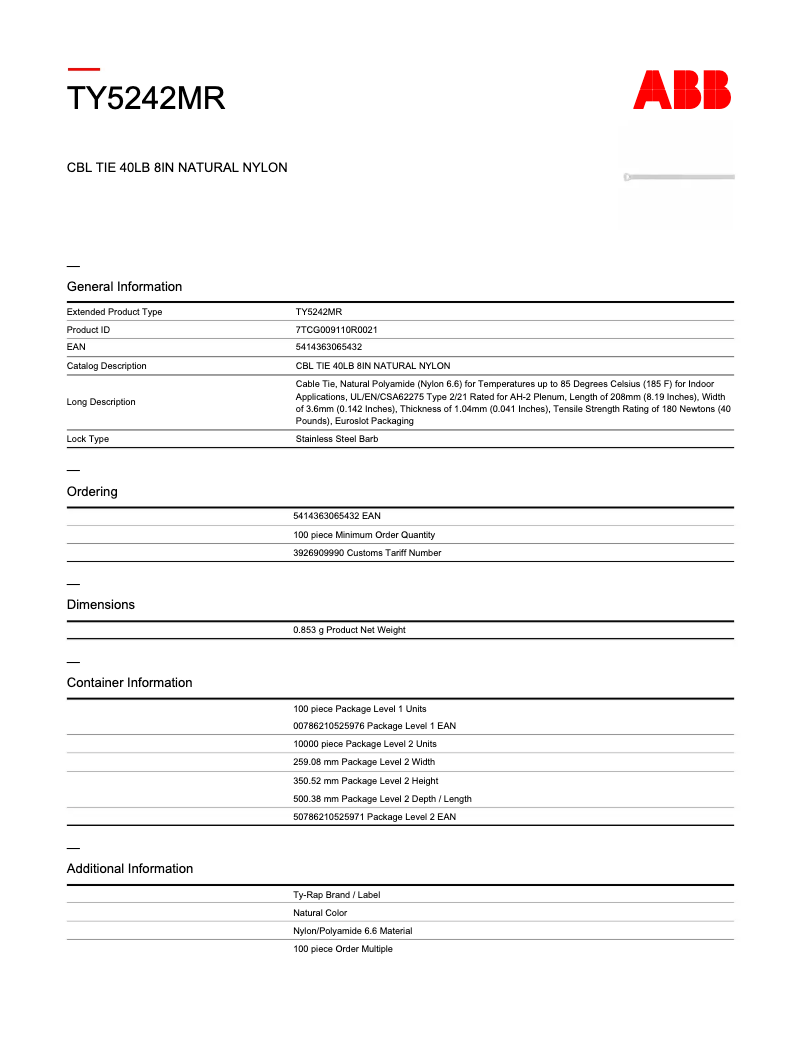 Image de la première page du manuel de l'appareil TY5242MR