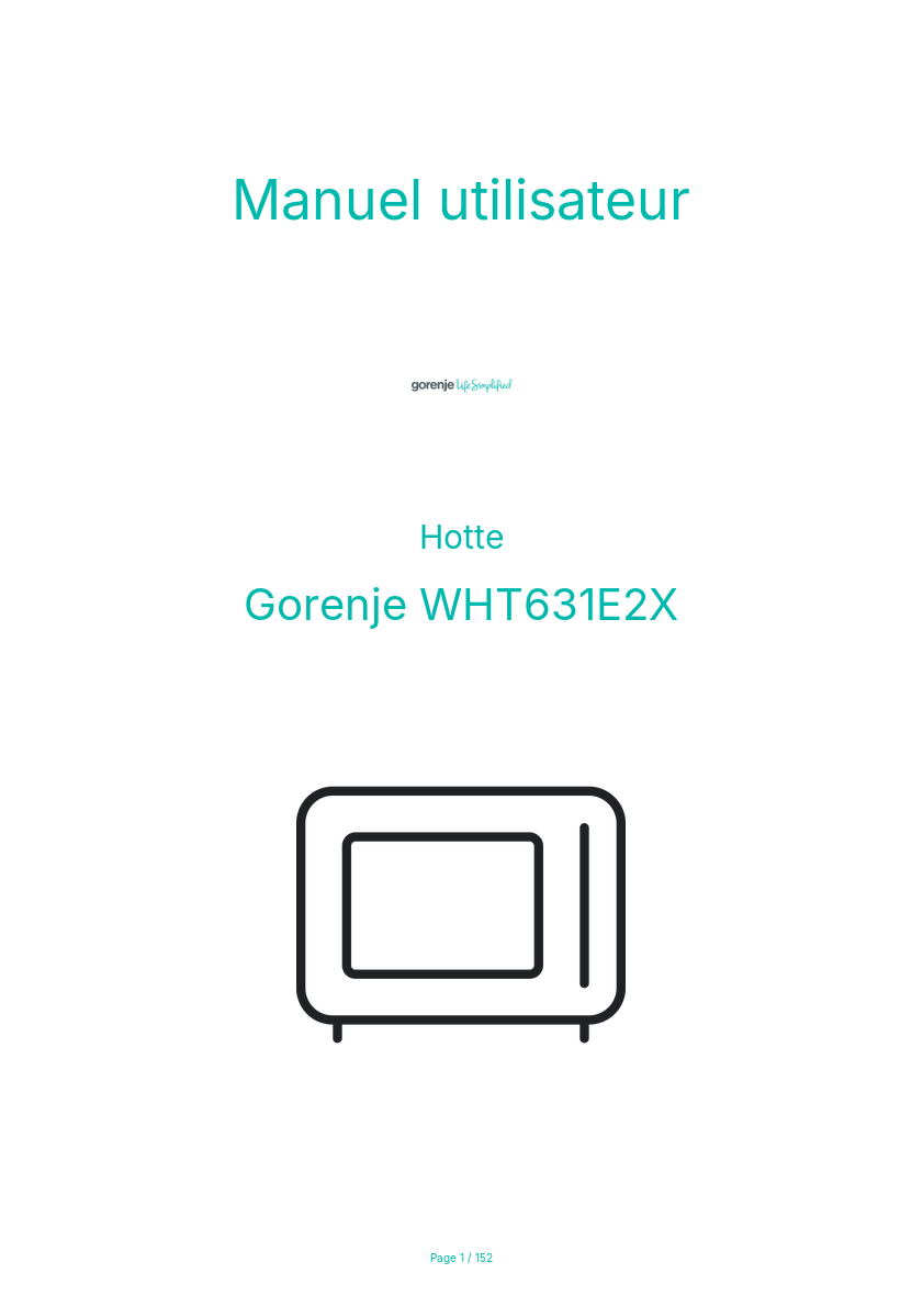 Page 1 de la notice Manuel utilisateur Gorenje WHT631E2X