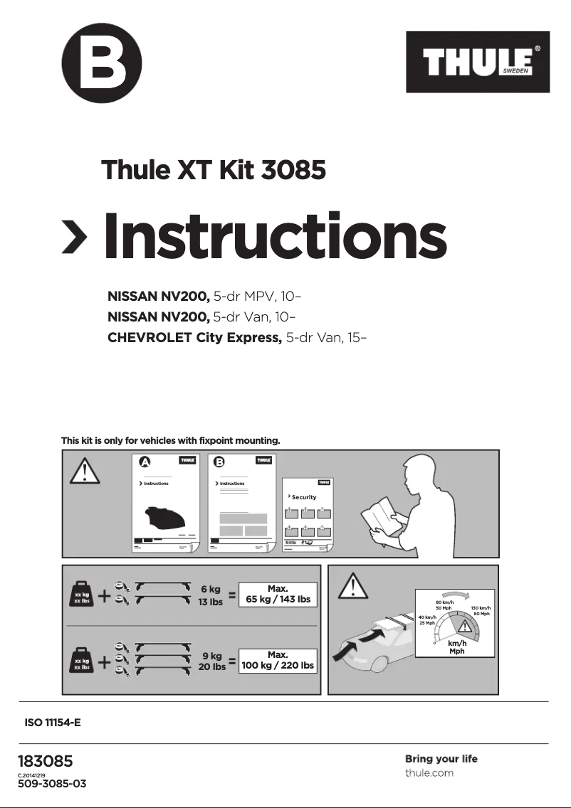 Page n°1 - Manuel utilisateur Thule XT Kit 3085