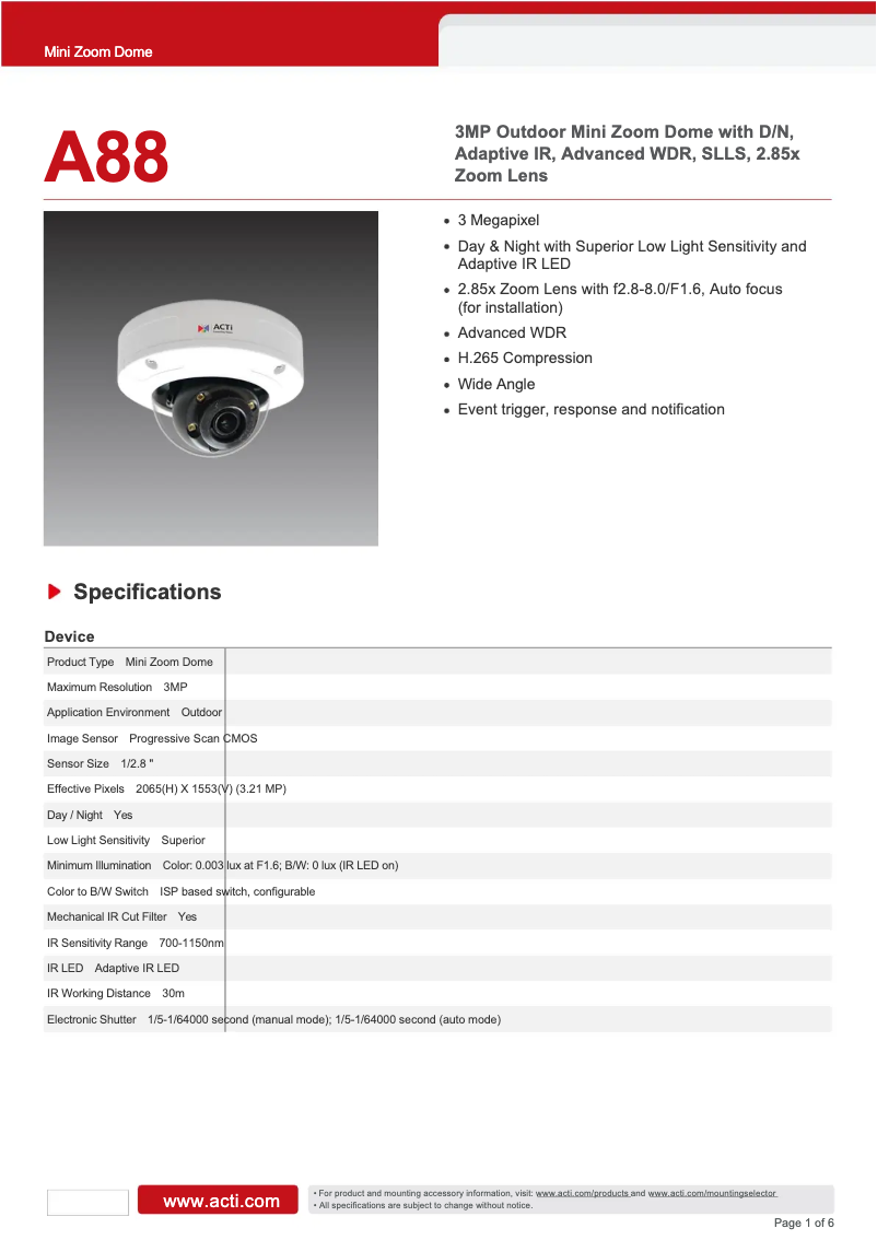 Image de la première page du manuel de l'appareil A88