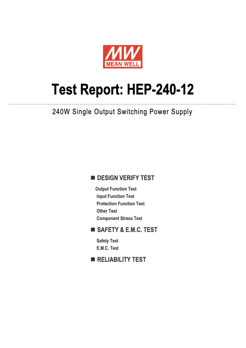 Page n°1 - Fiche technique Mean Well HEP-240-12
