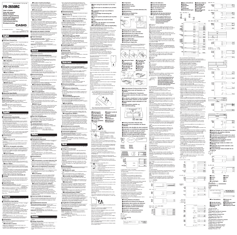 Page 1 de la notice Manuel utilisateur Casio FR-2650RC