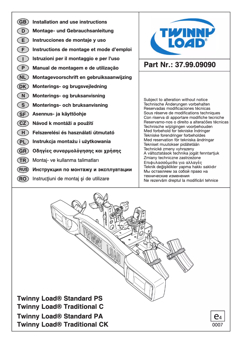 Page n°1 - Manuel utilisateur Twinny Load Standard PS