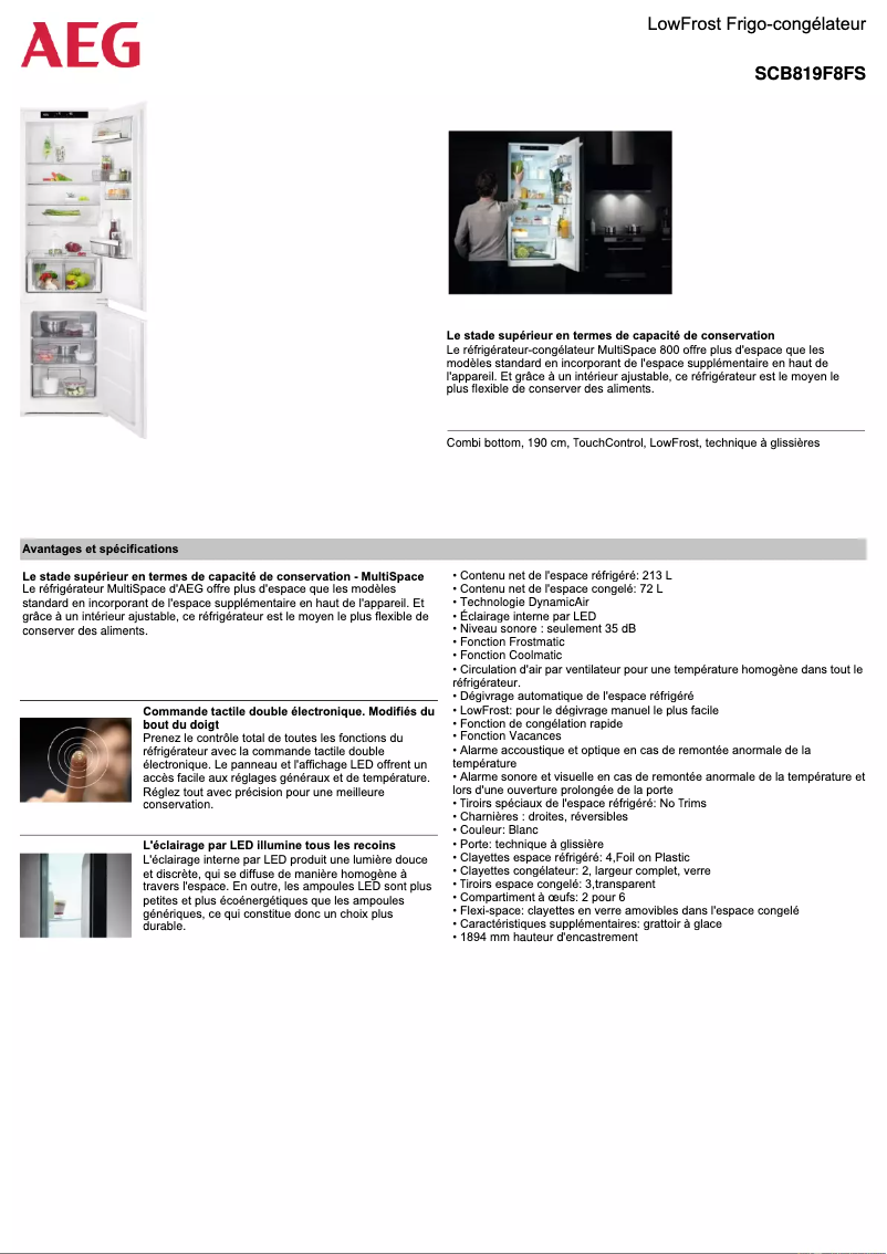 Image de la première page du manuel de l'appareil SCB819F8FS